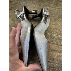 Saint G Leather Slingback Kitten Heel Cynara Silver Metallic Size 36 US 5.5 thumbnail 8
