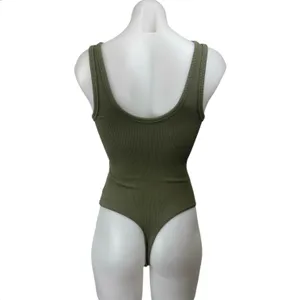 Abercrombie & Fitch Womens Green Rib Knit Sleeveless V-neck Bodysuit Tank Top XS thumbnail 2