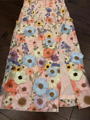 VICI Cassie Strapless Floral Embroidered Midi Dress Large NWT - C39-311 thumbnail 6