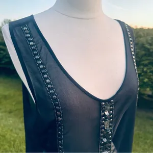 Ecote Sheer black tank with metallic beads and sequins thumbnail 6