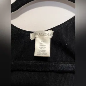 BOZZOLO Black Ribbed Crop Tank Top Sports Bra Activewear Gym Casual Sz S/M EUC thumbnail 2