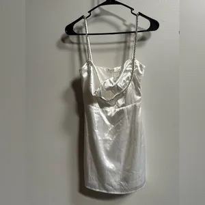 NEW Superdown Kita Rhinestone Cutout Satin Mini Dress |White‎ Women’s XXS Formal thumbnail 4