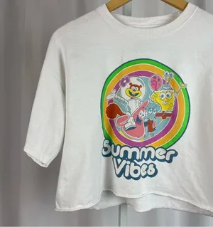 Nickelodeon Spongebob Squarepants Medium Graphic Crop Top Y2K 90's Cartoon thumbnail 6