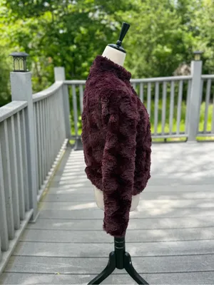Lemon Tart Plum Faux Fur Jacket Cozy Luxe Winter Coat thumbnail 3