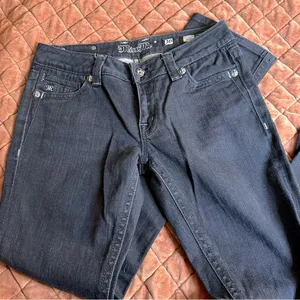 Vintage Black Low Rise Miss Me Jeans With Rhinestone Crosses thumbnail 2