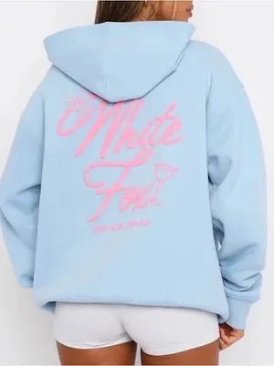 white fox with fox with love blue and pink sweat shirt thumbnail 1