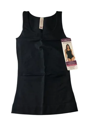 Curveez Essential Square Neck Control Tank Top Firm Shapewear Black L thumbnail 1