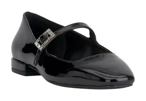 NWT On 34th Womens Saadet Rhinestone-Buckle Mary Jane Flats Black Patent 7M thumbnail 1