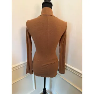 Sabina Musayev Viscose-Nylon Knit Cross Front Wrap Blouse Top Neutral Minimalist thumbnail 6
