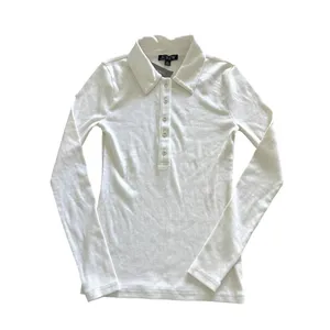 J‎ CREW NWT Perfect Rib Polo Shirt Size XS Cream Long Sleeve Knit Lightweight thumbnail 2