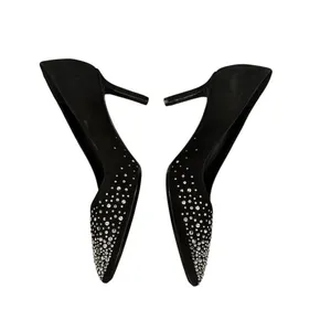 Aquatalia Black Embellished Rhinestone Pointed Toe Pumps Wedding Guest Shoes thumbnail 3