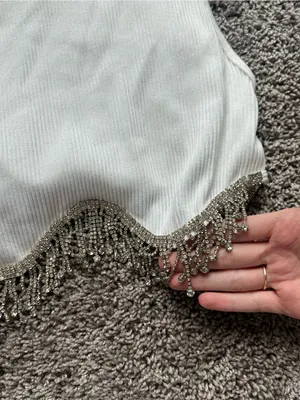 Anwnd Beaded Fringe White Crop Tank Top thumbnail 3