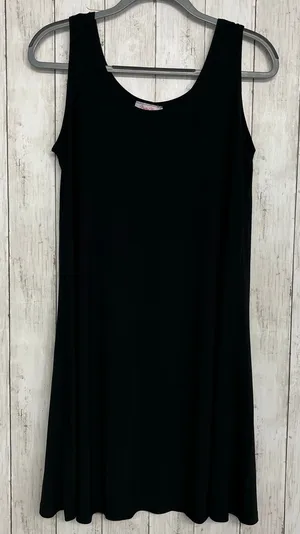 Vintage Pretty Woman Basic Black Lightweight Flowy Tank Top Knee Length Dress M thumbnail 1