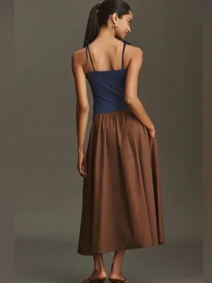 Anthropologie Square-Neck Twofer Midi Dress XS thumbnail 3