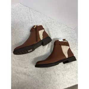 Kenneth Cole Reaction Wind Lug Buckle‎ Cozy Brown Faux Shearling Boots 8.5 NIB thumbnail 2