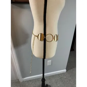 Elan New Daughter Gold Textured Disc and Open Ring Adjustable Chain Waist Belt thumbnail 2