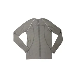 lululemon Swiftly Tech Long Sleeve 2.0 Tempo White Black Stripe Shirt Size 8 thumbnail 2