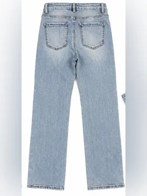 Risen Jeans Light Wash High Rise Straight Leg Front Seam Jeans Size 7/28 thumbnail 2