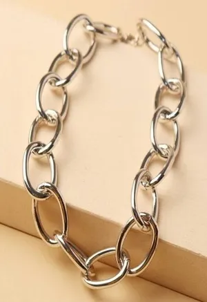 3/$30 🤍 Chunky Chain Choker Silver thumbnail 1