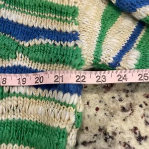 Aerie Wavy Stripe Sweater Womens S Green Blue Cream Chunky Knit Wool Blend Boho thumbnail 8