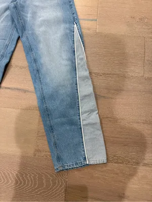 Wild fable denim jeans relaxed straight mid rise 2-tone contrast side panel thumbnail 3
