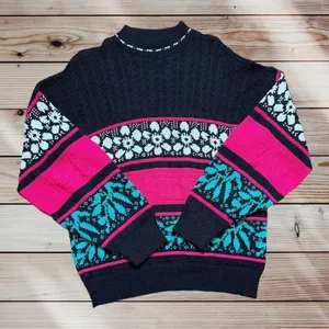 American Pride Flower Sweater Size‎ Medium Colorful Classic Party Career Fun thumbnail 1