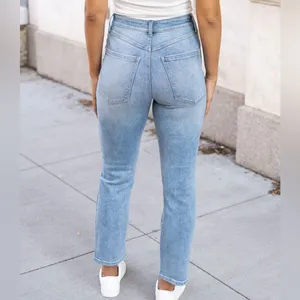 Risen High‎ Rise Tummy Control Crop Mom Denim Jeans thumbnail 3