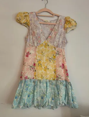 LoveShackFancy multi color floral mini dress thumbnail 1