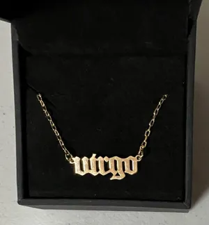 Gold ‘Virgo’ Astrology Zodiac Sign Charm Necklace Choker Jewelry ✨ thumbnail 2