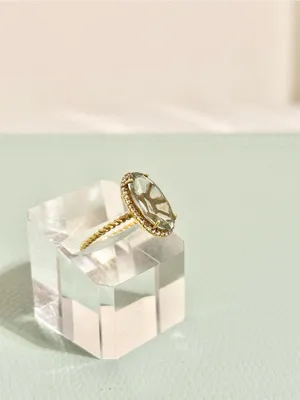 TJ Maxx 14K Gold Plated Oval Green Amethyst Twisted Rope Cocktail Ring Sz 9 thumbnail 4