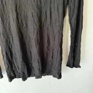 Pleats Collection Y2k Small Black Sheer Mesh Long‎ Sleeve Stretch Top Grunge thumbnail 3
