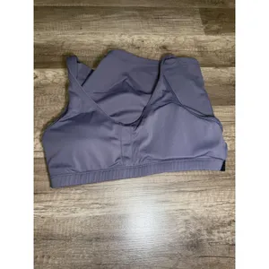 Dark Purple V-Neck‎ Longline Sports Bra Yoga Crop Top XS thumbnail 4