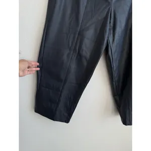 Susan Graver Women's Faux Leather Wide-Leg Crop Pants Dark Navy Size 1X Stretch‎ thumbnail 4