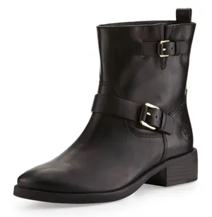 Tory Burch Bennie Buckled Leather Short Moto Boots Black Size Women’s 8.5 thumbnail 1