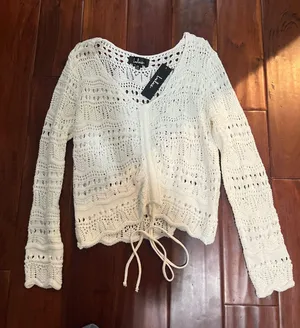Lulus white crochet Top thumbnail 1