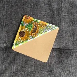 Diamond Art SUNFLOWERS 03 Corner Bookmark, Colorful, Sparkly, Bling, Gold, Brown thumbnail 4