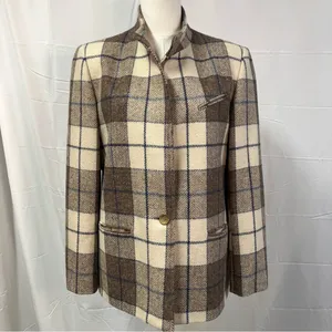Vintage Bianca Plaid Single Button Wool Blazer‎ Jacket Womens 12 Preppy Classic thumbnail 2