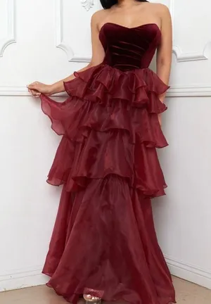 Symphony METALLIC MESH LAYERED RUFFLE MAXI DRESS thumbnail 1