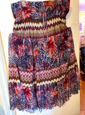 Vintage sheer Indian print boho maxi skirt/long gypsy skirt/tube top dress/2X thumbnail 1
