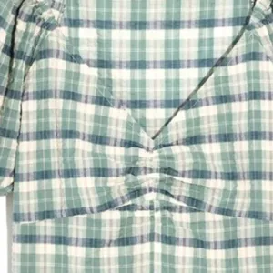 Madewell Plaid Puff Sleeve Ruched Bodice Green White Milkmaid Top Xs thumbnail 5