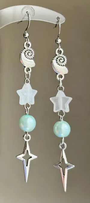 Handmade y2k Kawaii grunge funky mix material dangle earrings💛 thumbnail 1