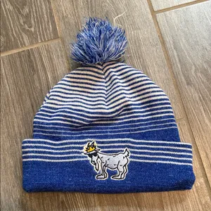 GOAT royal blue Striped Pom-Pom Beanie unisex thumbnail 1