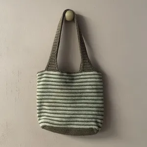 The Sak Small Brown & Cream Striped Knit Handbag GUC thumbnail 9