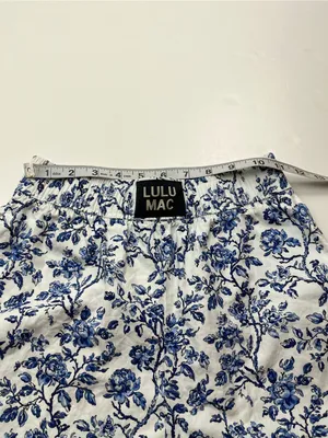 Lulu Mac Blue White Floral Womens XS Pull-on Cotton Pants Pockets Sleep Casual‎ thumbnail 5