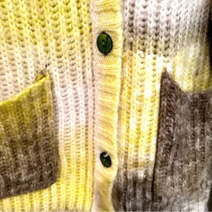 For Love & Lemons Celeste Chunky Knit Cardigan Womens M Yellow Ombre Boho Hippie thumbnail 8