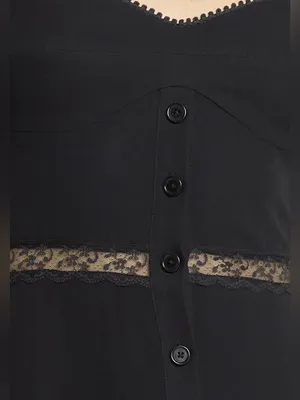 NWT o.p.t Katelina Dress size 0 Black Few Moda lace midi button up thumbnail 6