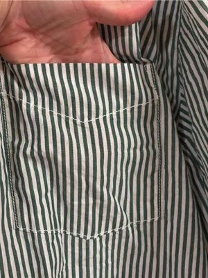 MAEVE 100% Cotton Bennet Stripe Buttondown Shirt in green and white thumbnail 6