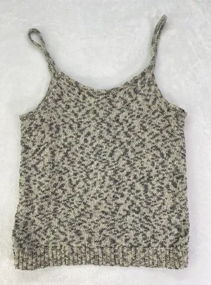 Madewell Knit Button Gray Cream Tank Top Cropped ribbed bottom Woman's‎ Sz S thumbnail 1