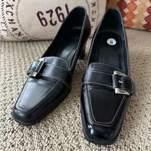Vintage Casual Corner Women’s Classic Black Heel Pumps with Silver Buckle 8M thumbnail 1