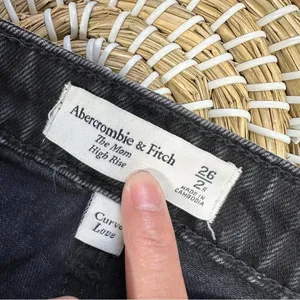 Abercrombie & Fitch Curve Love The Mom High Rise Skinny Jean Black Destroy 26 2R thumbnail 11